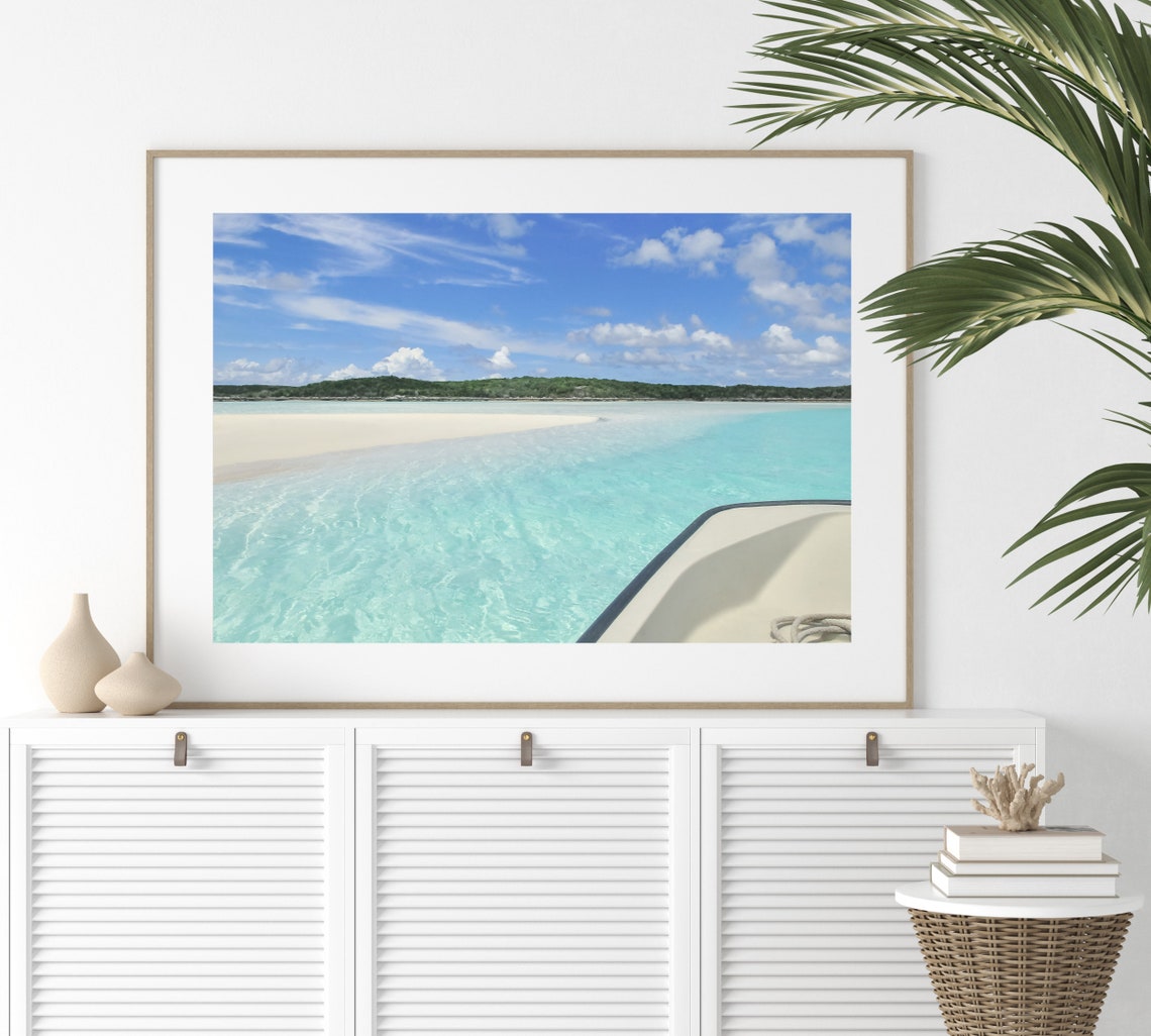 Turquoise Sandbar Beach View From Boat Bow Tropical Photo Poster - Image 2