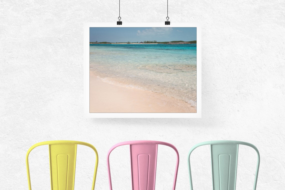 Gentle Waves Over Clear Water on a Pink Sand Beach Photo Poster - Image 3