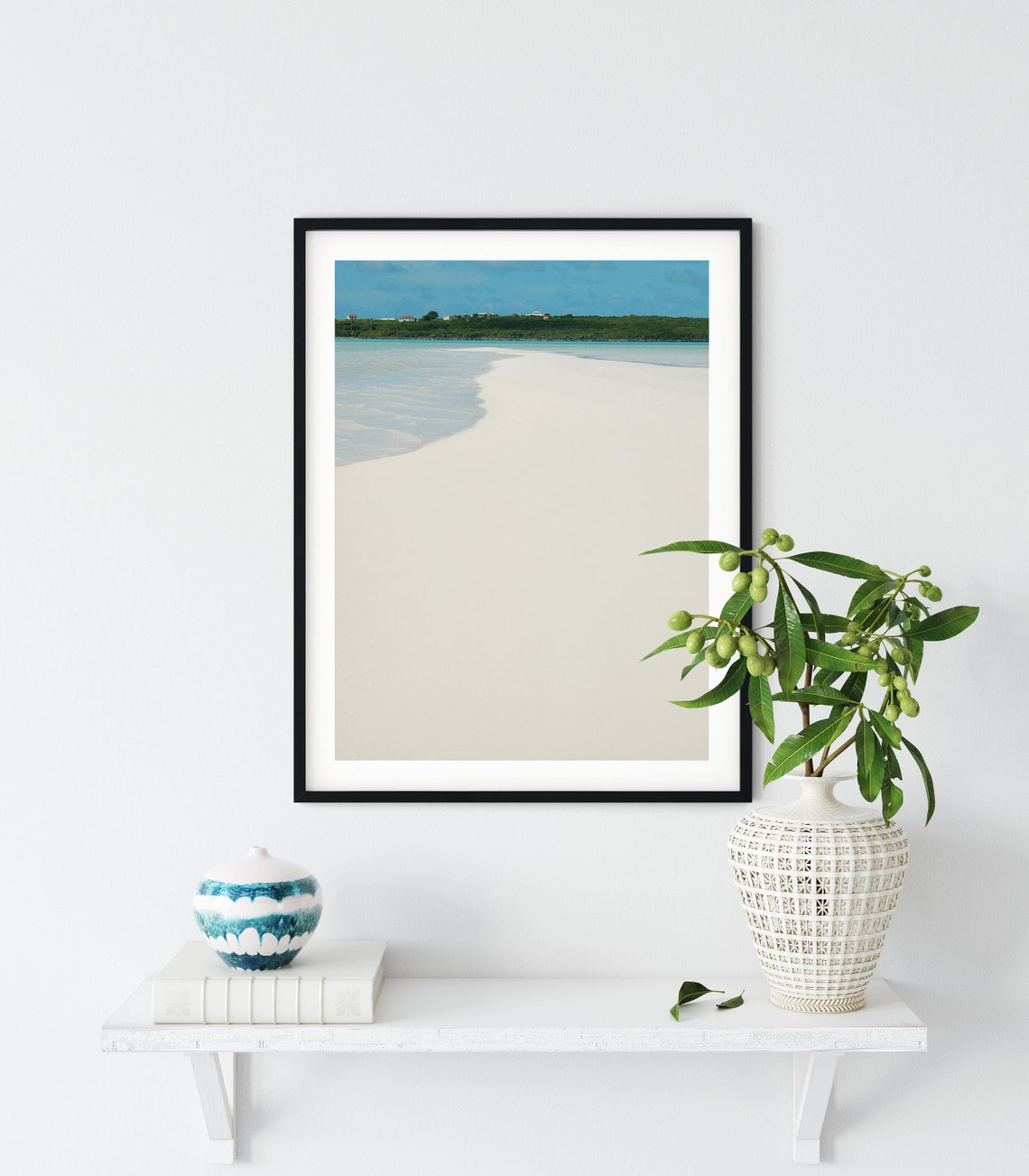 Pristine White Sand Beach with Bright Turquoise Sea Horizon Poster - Image 2