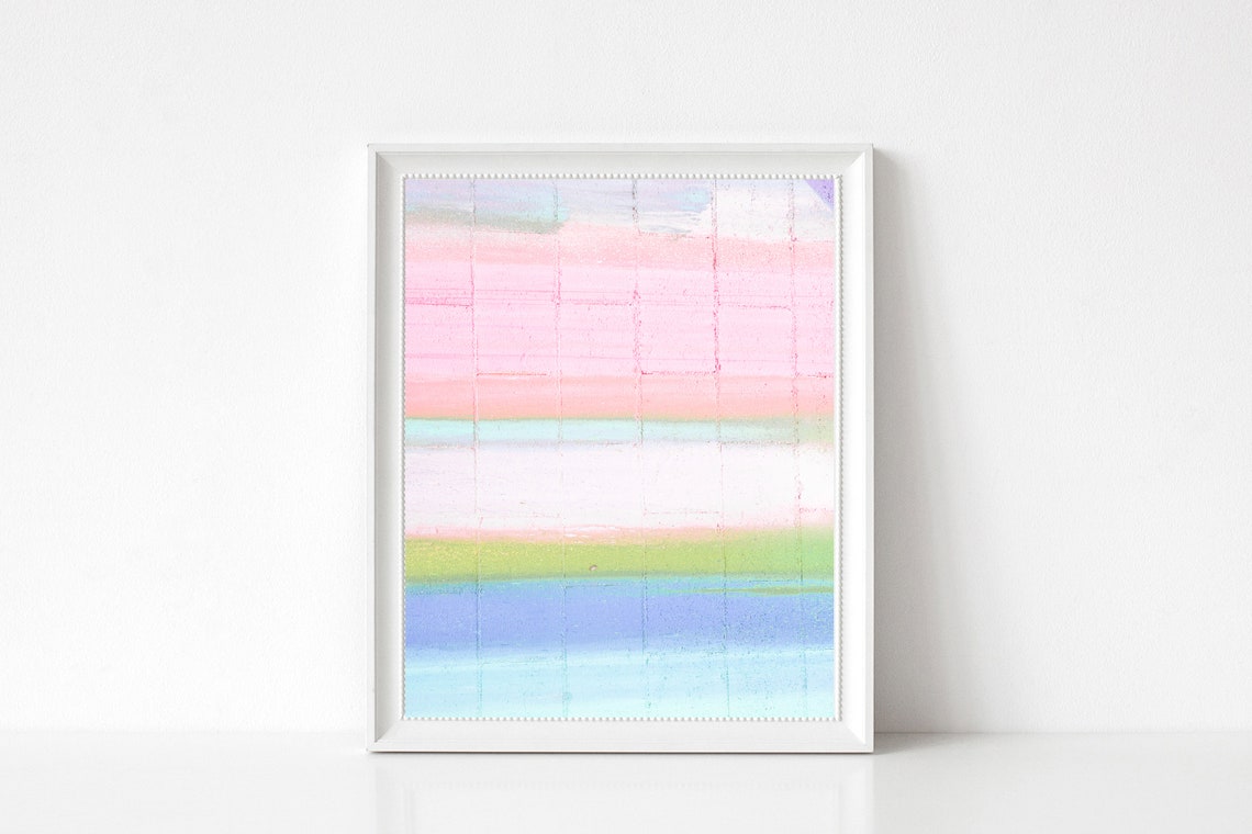 Pastel Chalk Stripes Abstract Art on a Textured Concrete Wall Poster - Image 3