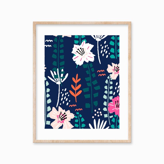 Abstract Exotic Flowers Wall Decor Tropical Leaves Nature Art Foliage Wall Decor Trendy Gifts For Her
