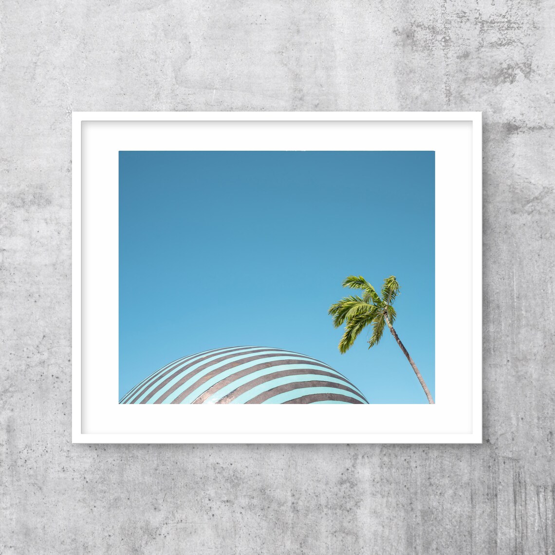 Modern Art Sculpture Palm Trees Prints Blue Grey Green Mid Century Modern Artwork Beachy Hawaiian Printables Coastal - Image 3