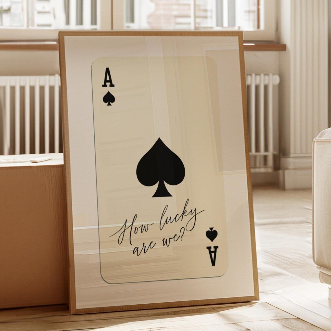 How Lucky Are We Ace Of Spades Cream Vintage Playing Card Poster - Image 4