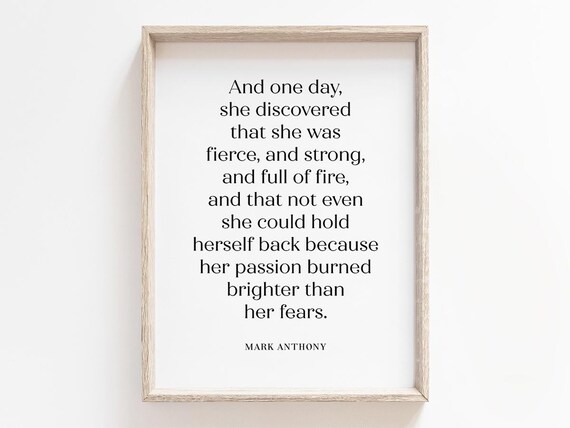 Mark Anthony Fierce And Strong Woman Quote Empowerment Poster