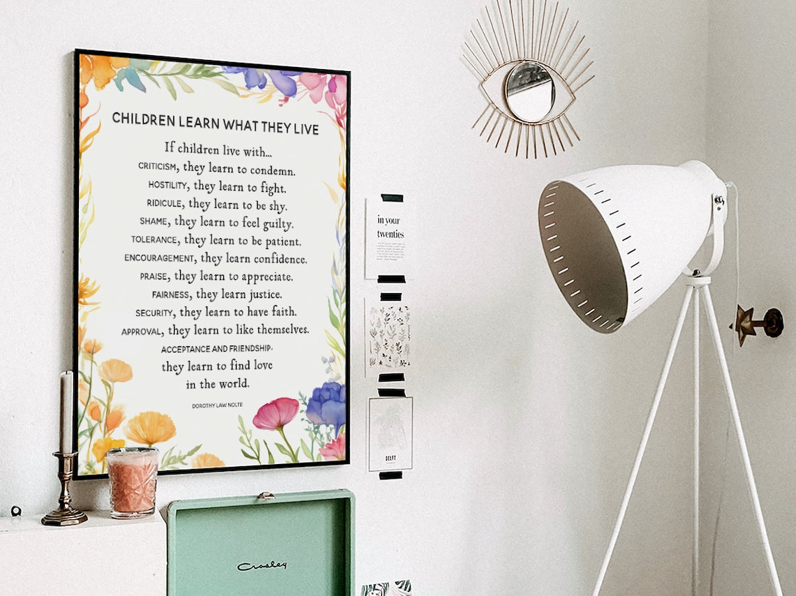 Children Learn What They Live Poem, Nursery Art Print - Image 3