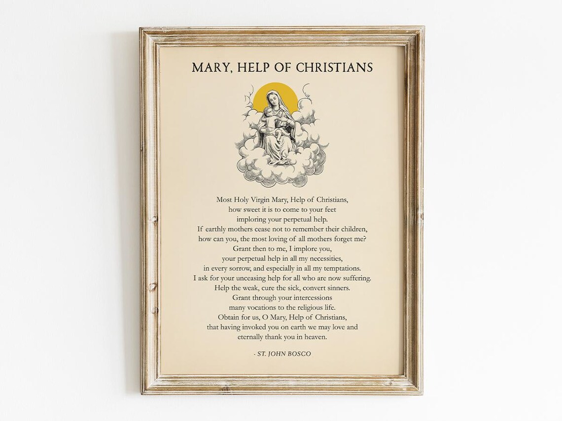 Mary Help Of Christians Prayer, Catholic Decor
