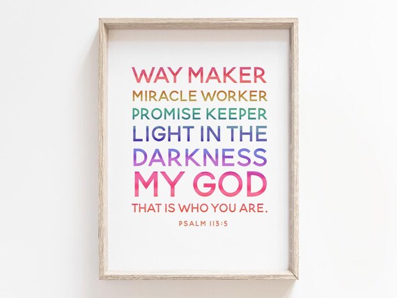 Way Maker Miracle Worker Psalm 113 5 Rainbow Christian Lyrics Poster