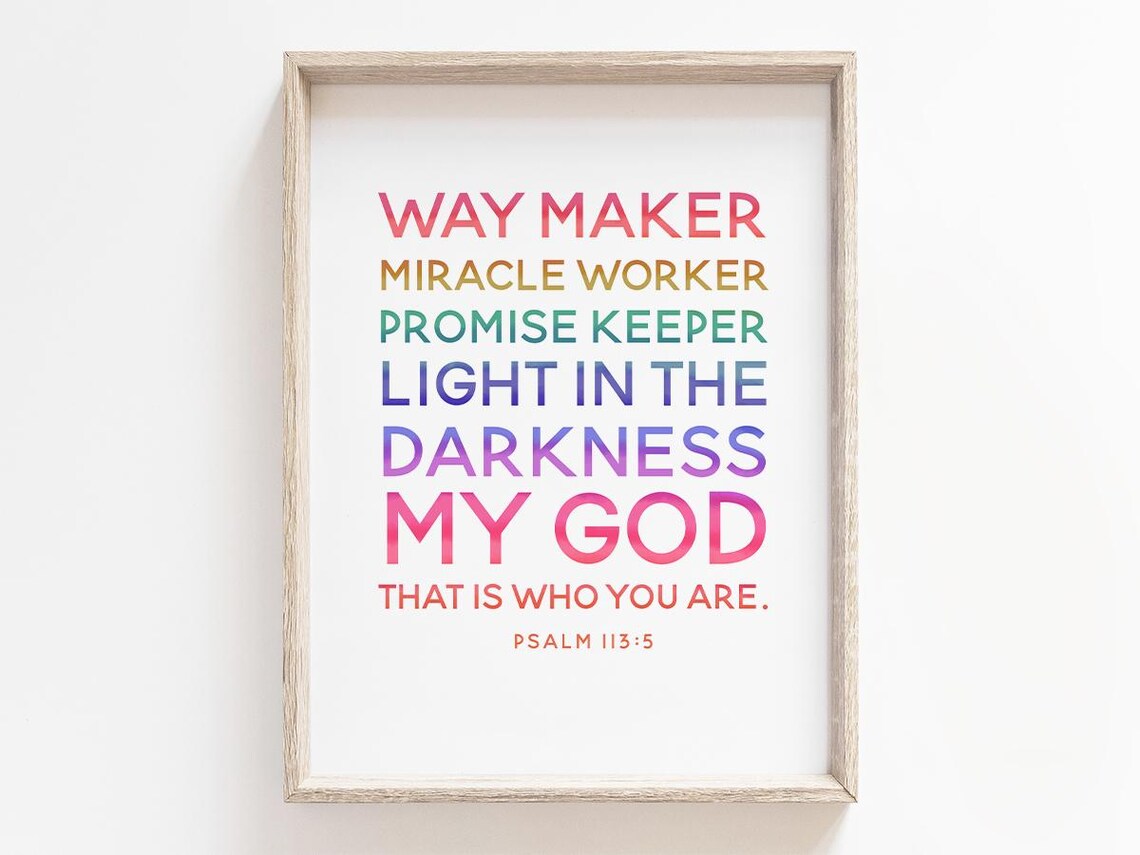Way Maker Miracle Worker Psalm 113 5 Rainbow Christian Lyrics Poster