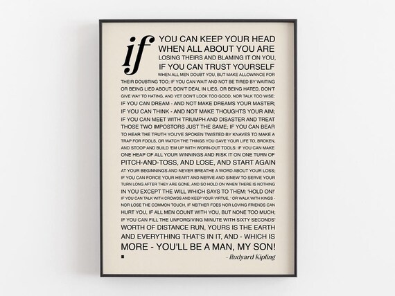If Poem, Rudyard Kipling Retro Boho Typography