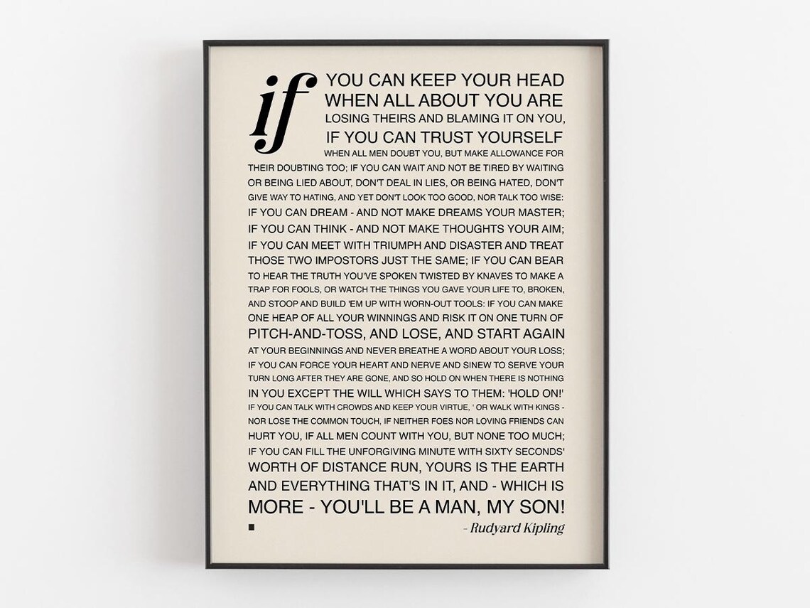 If Poem, Rudyard Kipling Retro Boho Typography
