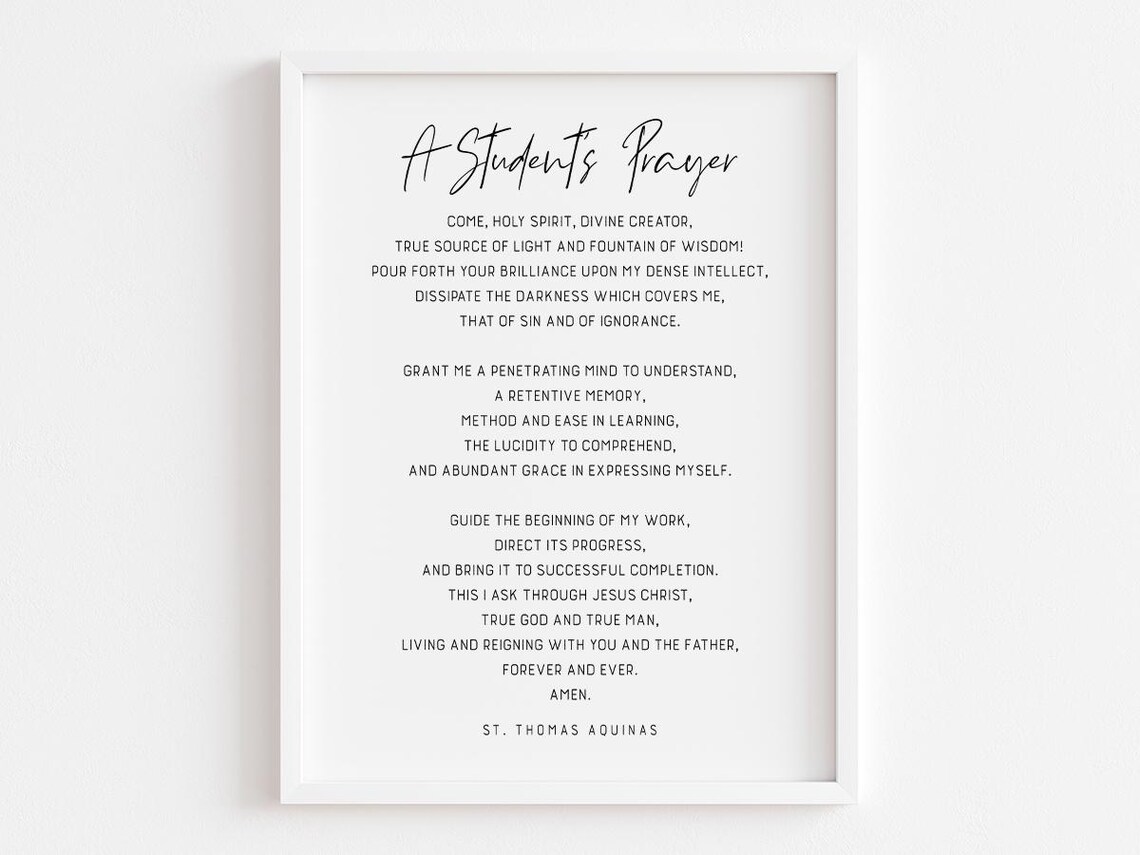 A Student's Prayer by Thomas Aquinas, Christian Art Print