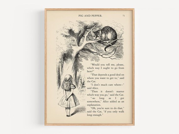 Alice in Wonderland Cheshire Cat Which Way Dialogue Page Poster