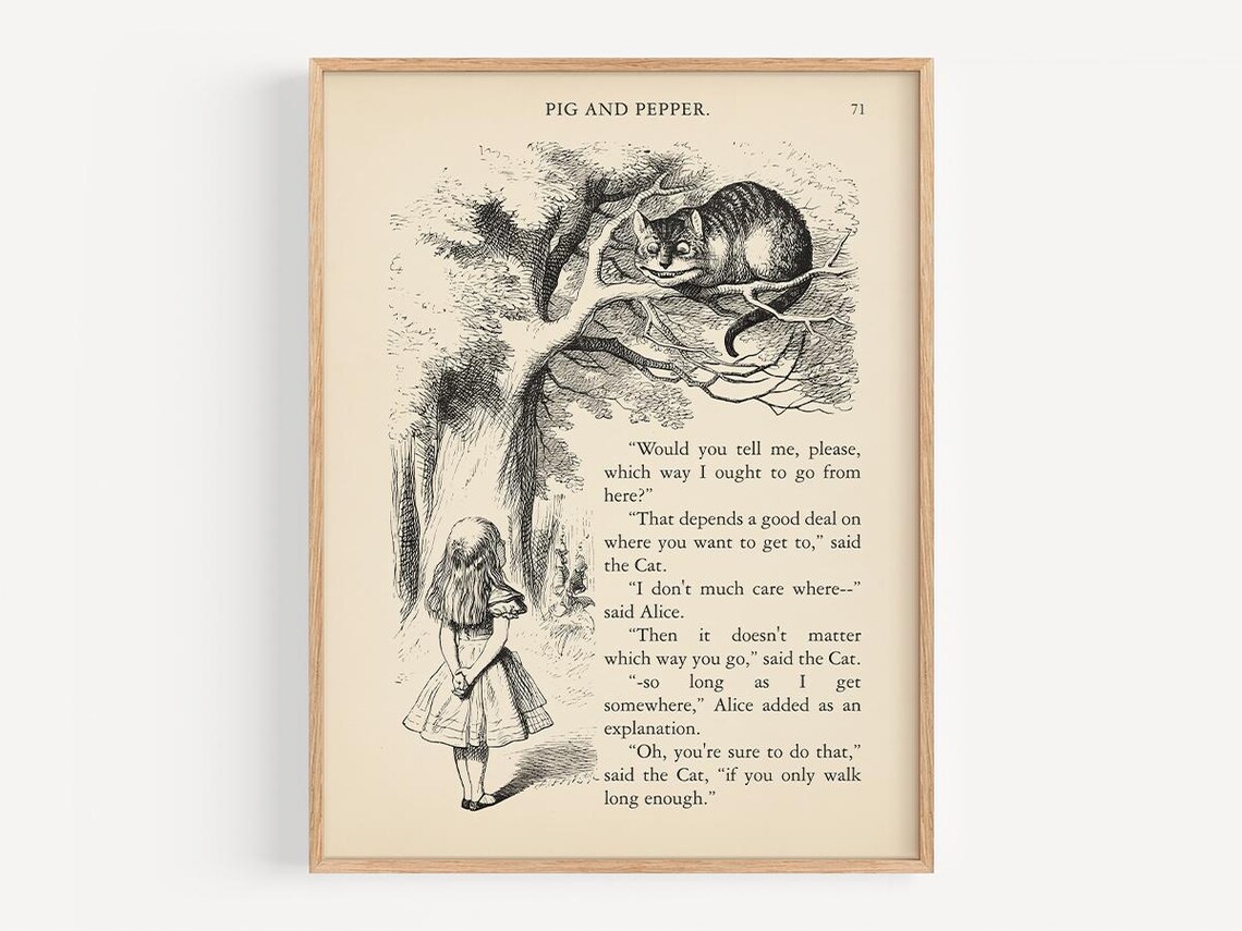 Alice in Wonderland Cheshire Cat Which Way Dialogue Page Poster
