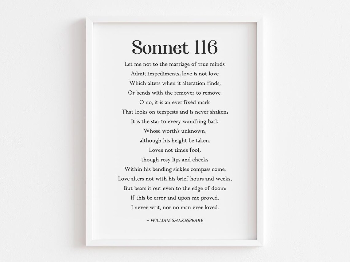 Sonnet 116 Poem, William Shakespeare Valentine Gift