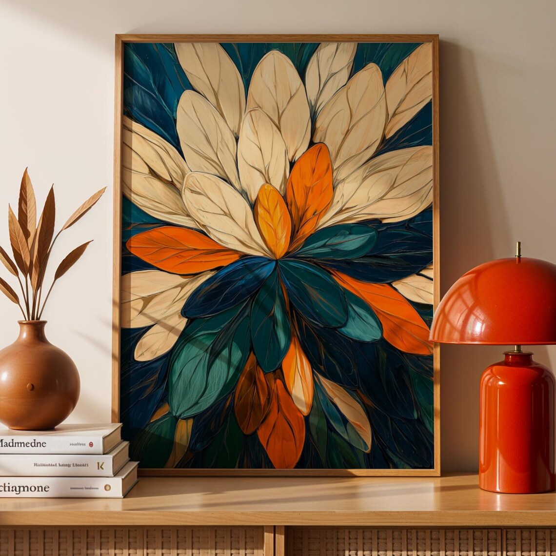 Abstract Botanical Leaf Print Midcentury Modern Wall Art