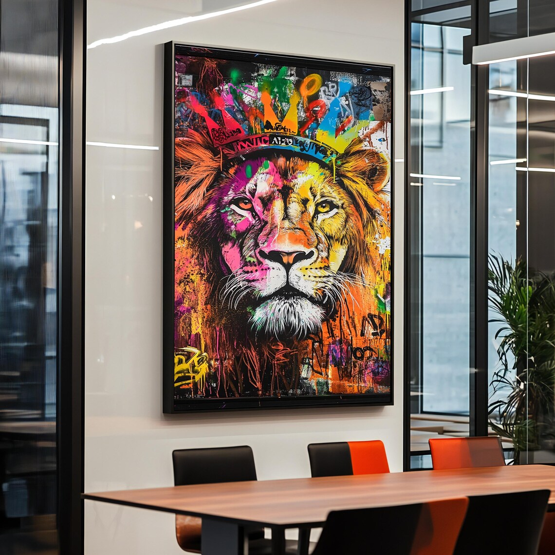 Colorful Urban Graffiti Lion Portrait Vibrant Street Style Poster