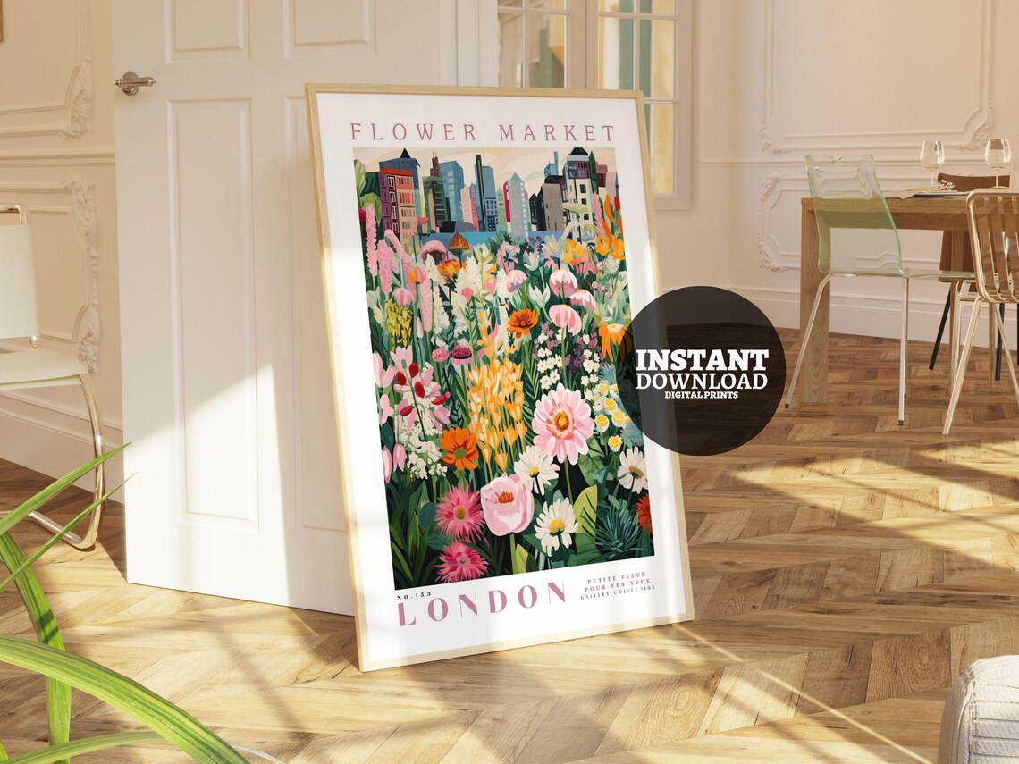 Flower Market Print, London Botanical Art Print - Image 2
