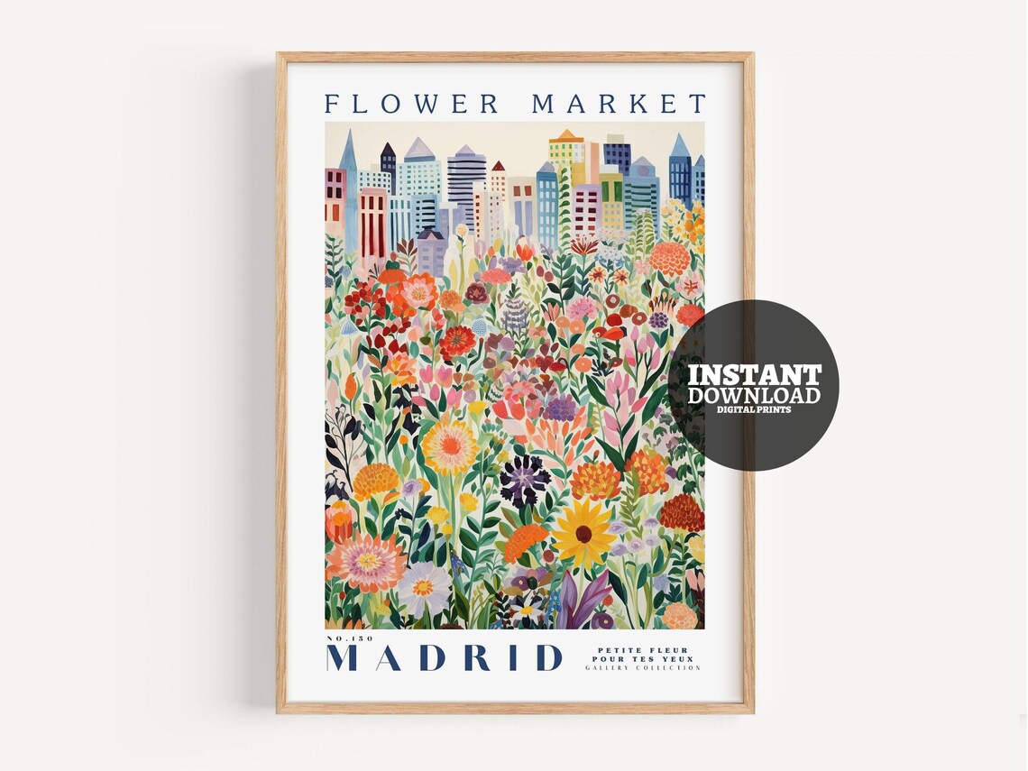 Flower Market Print Madrid, Botanical Wall Art Print