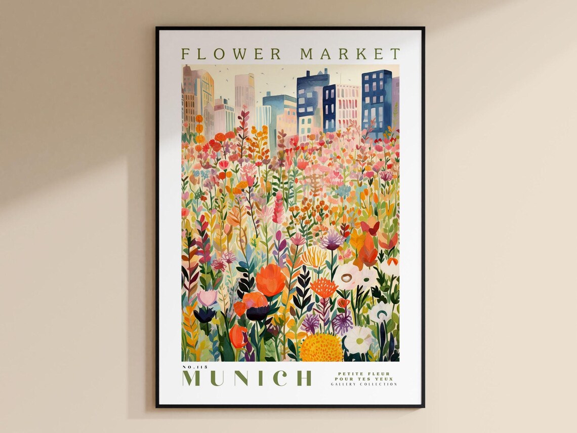 Flower Market Munich - Germany Travel Poster