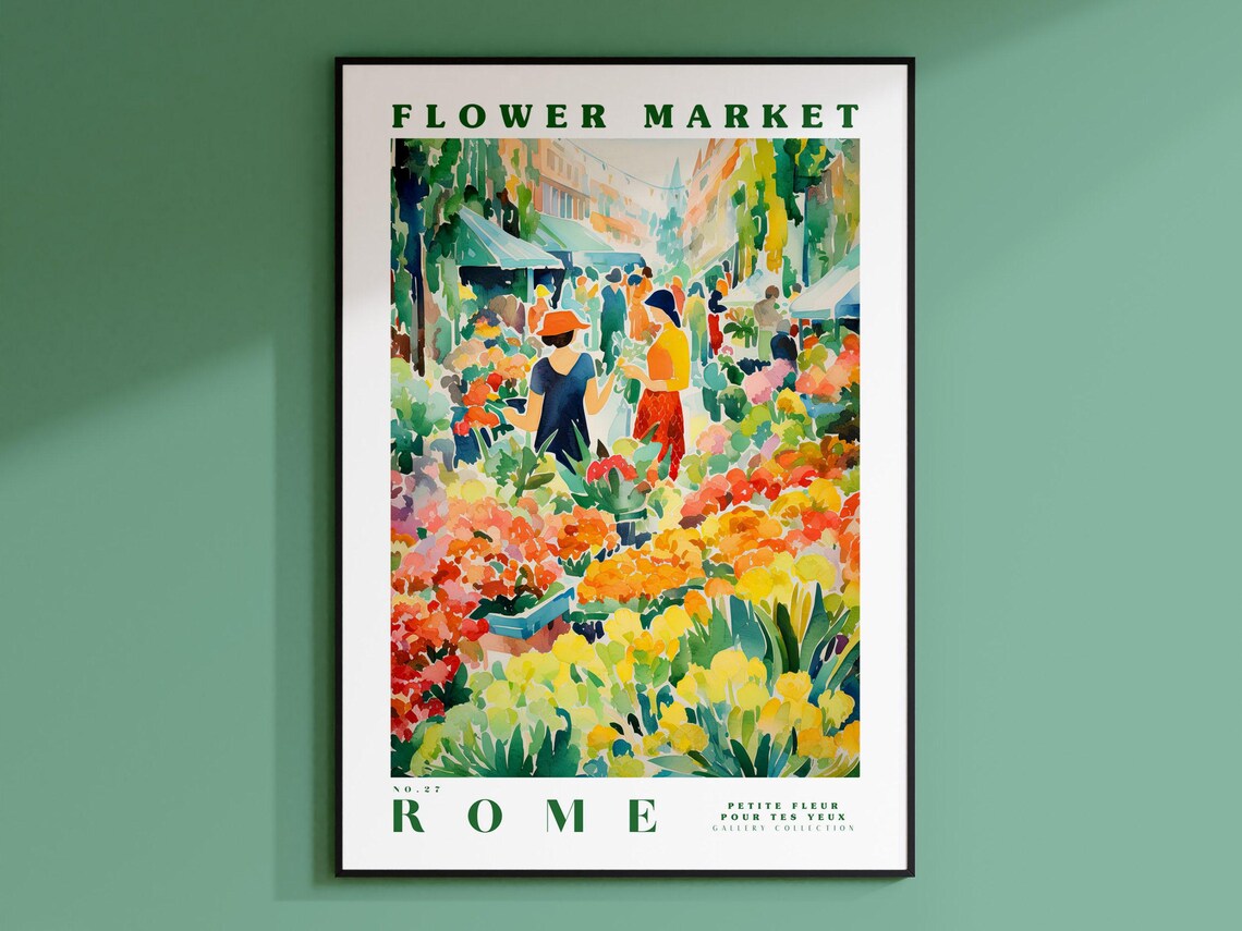 Rome Flower Market, Italy Travel Art Poster