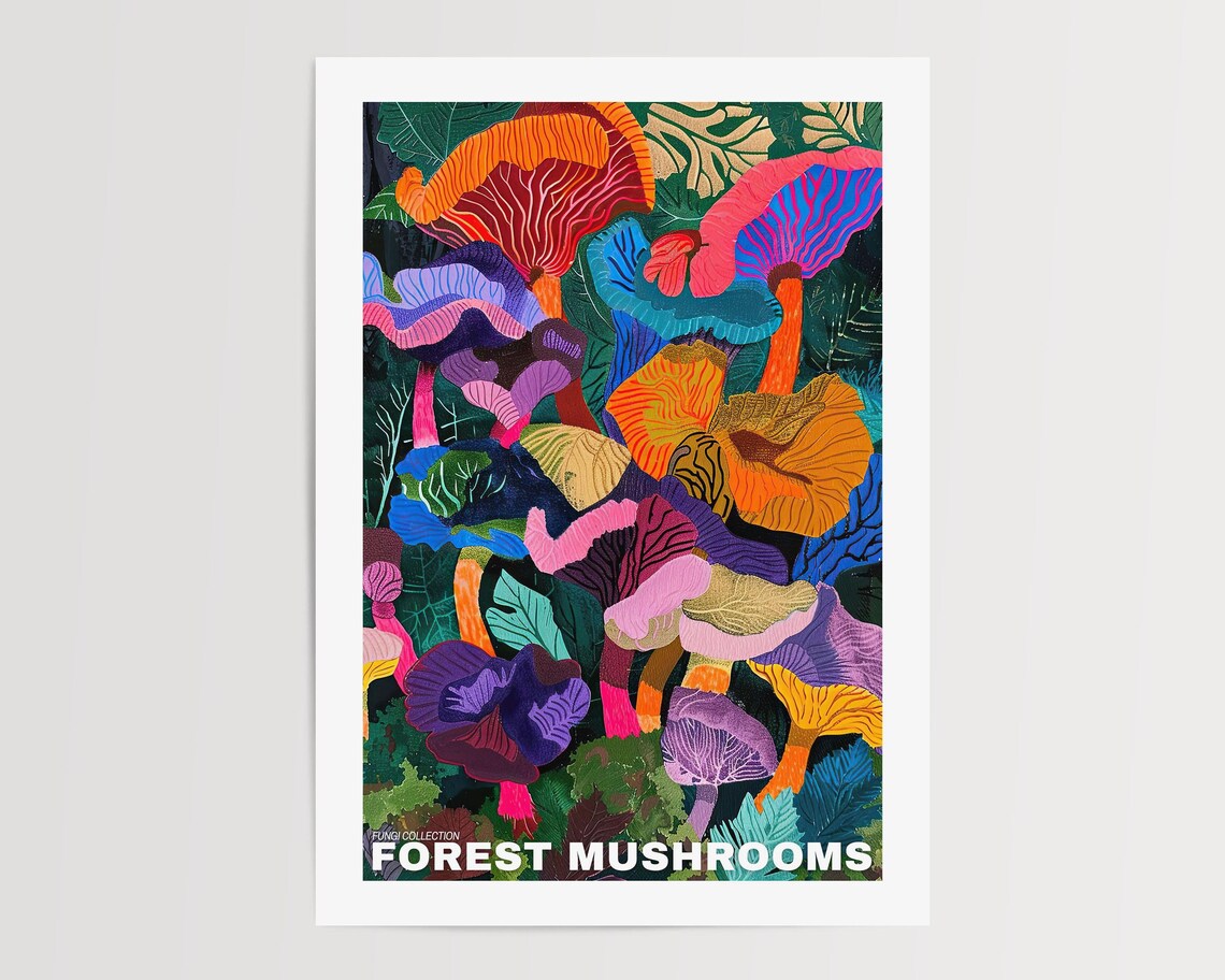 Vintage Mushroom Poster, Botanical Decor