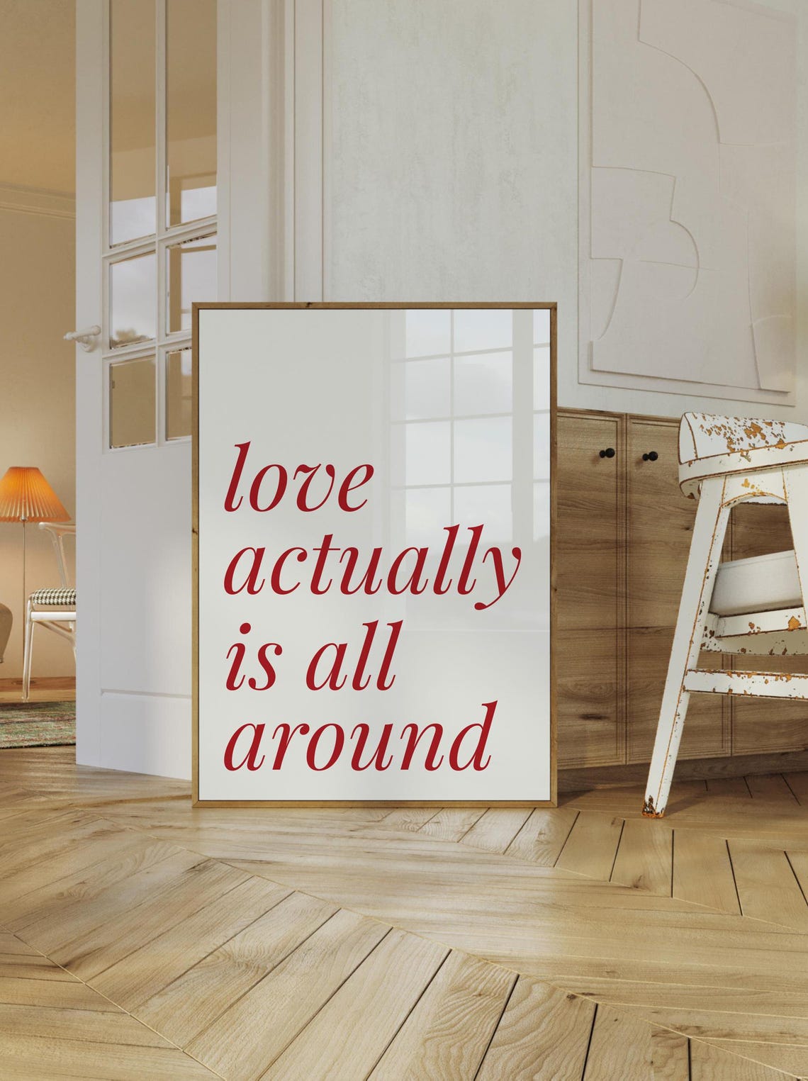 Love Actually Is All Around Red Script Typography Quote Print - Image 4