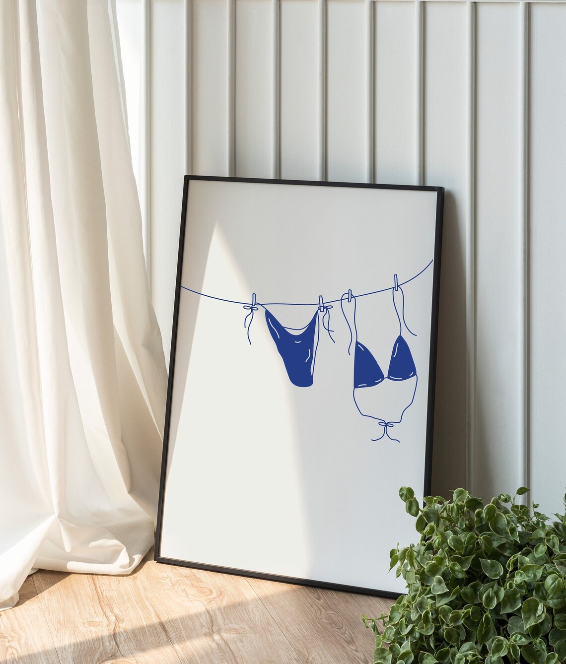 Navy Blue Bikini Coastal Cowgirl Art Print