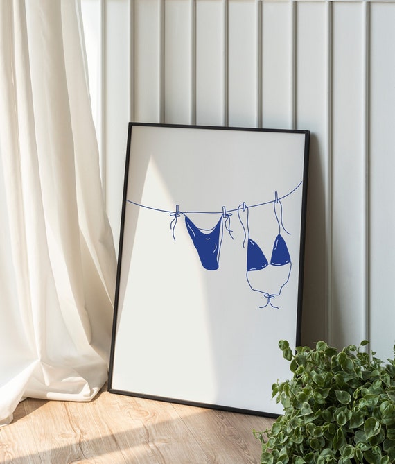 Navy Blue Bikini Coastal Cowgirl Art Print