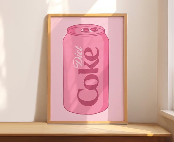 Pink Preppy Diet Cokee Wall Art Preppy Room Decor Dorm Room Art Trendy Wall Art Pink Preppy Print Bar Cart Art Pink Cute Room Art