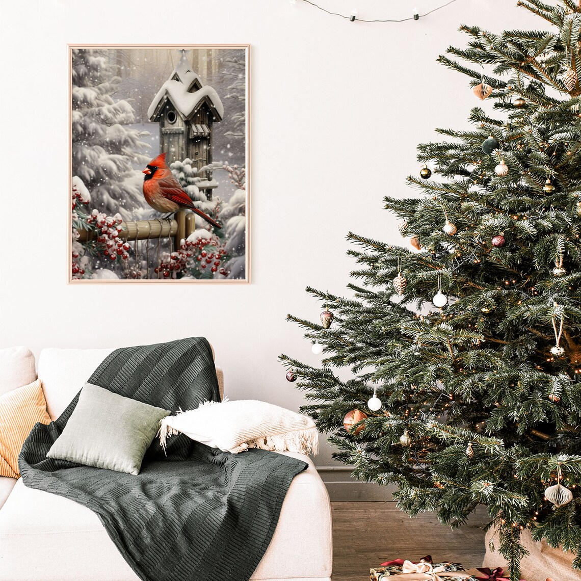 Christmas Red Cardinal Winter Snow Art Print - Image 4