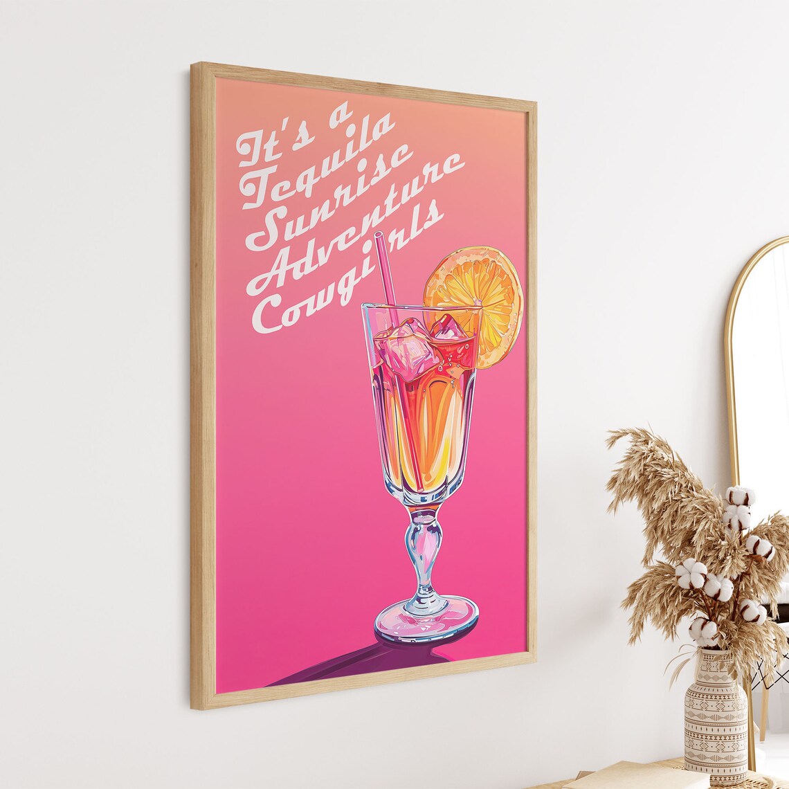 Tequila Sunrise Adventure Cowgirls Cocktail Retro Art Poster - Image 3