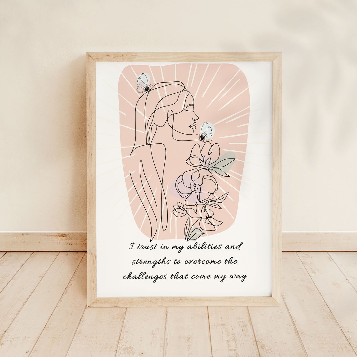 Trust Your Strengths Self Belief Boho Line Art Woman Wall Print - Image 3