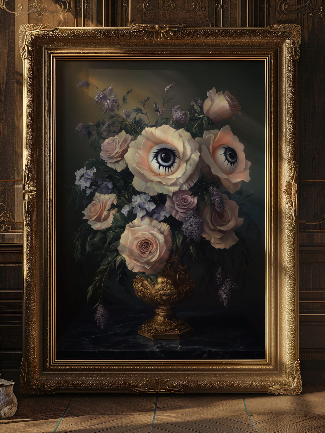 Blush Eyeball Roses Bouquet Spooky Gothic Halloween Art Print - Image 8