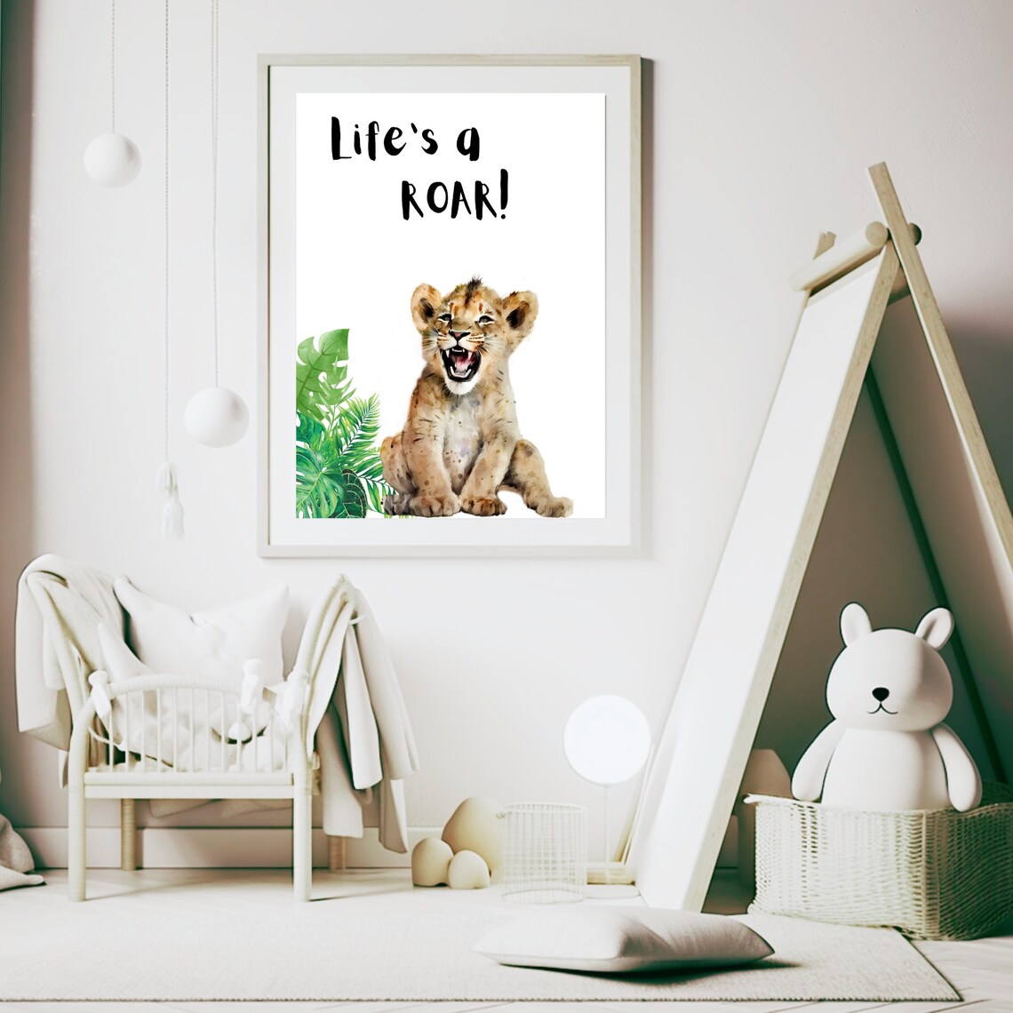 Life Is a Roar Lion Cub Jungle Watercolor Safari Nursery Art Print - Image 6