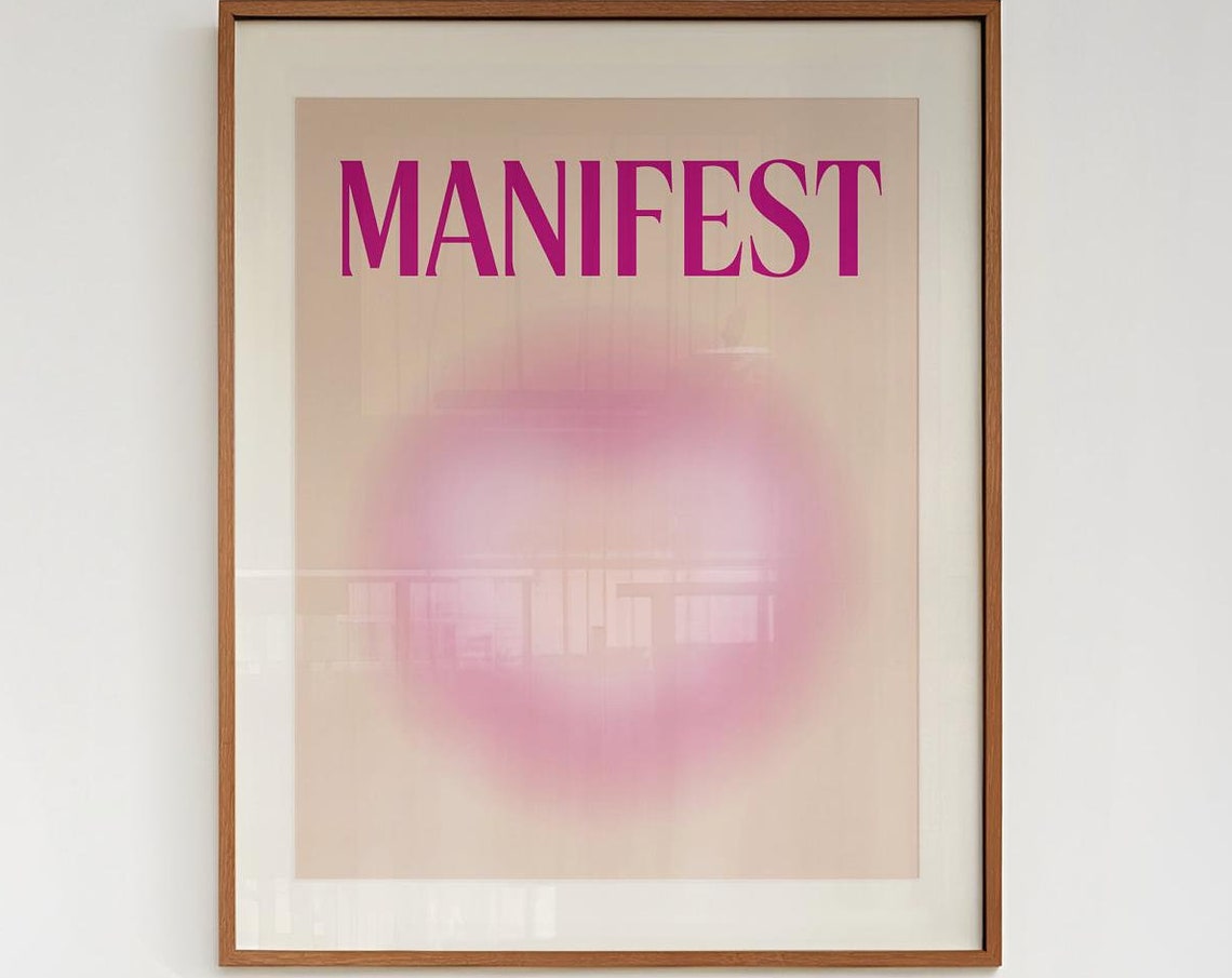 Manifest in Pink Aura Typography Gradient Manifestation Poster - Image 3