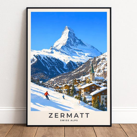 Zermatt Ski Poster, Swiss Alps