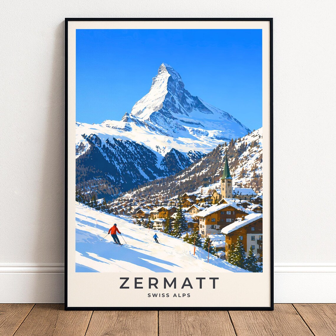 Zermatt Ski Poster, Swiss Alps