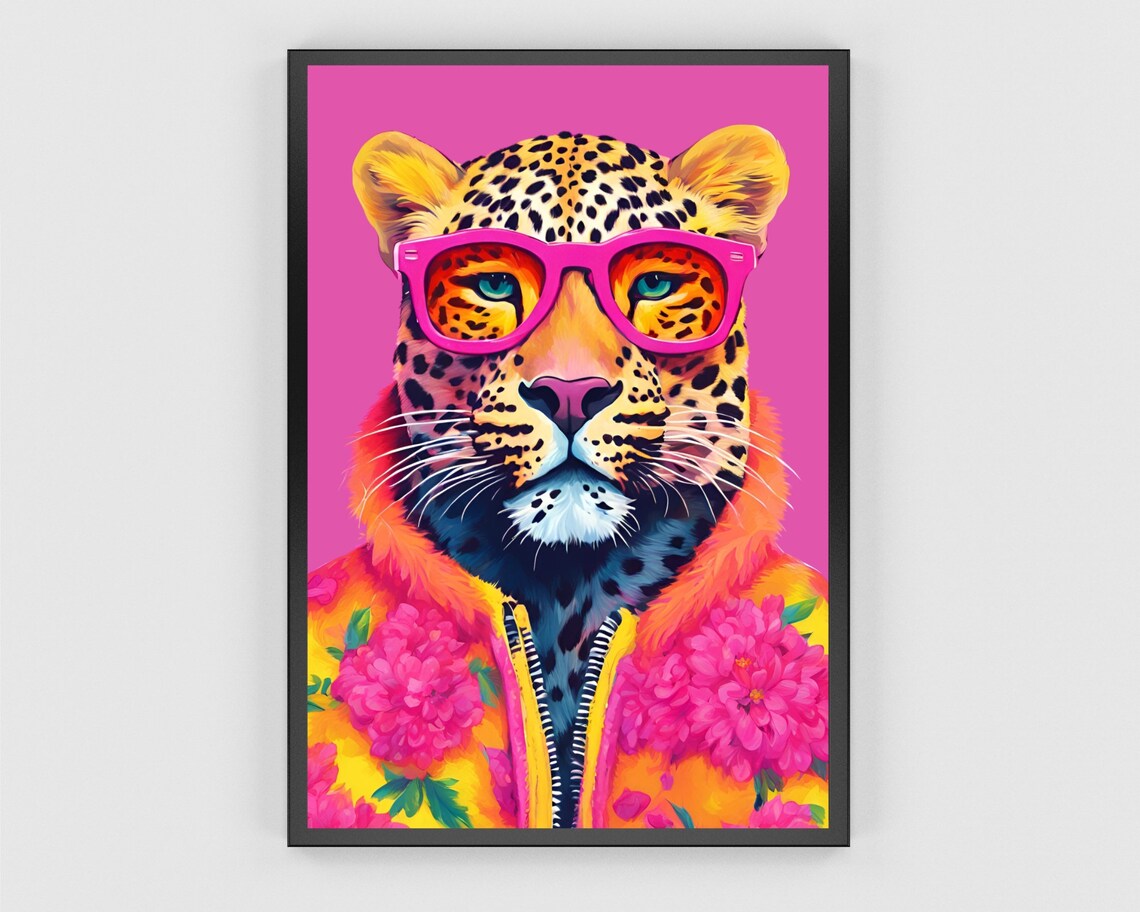 Leopard Fashion Portrait, Funky Animal Art Print - Image 3