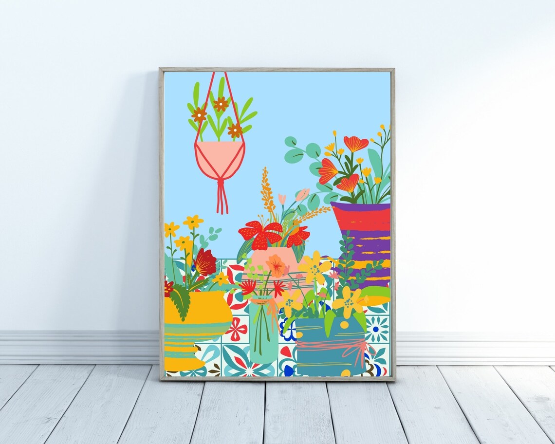 Flower In Vases Botanical Spring Flowers Art Print - Image 3