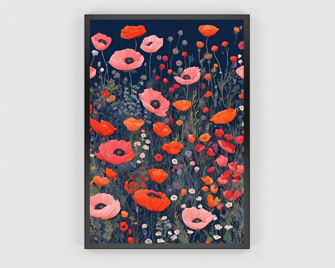 Poppy Wall Art Print, Retro Botanical Poster - Image 3