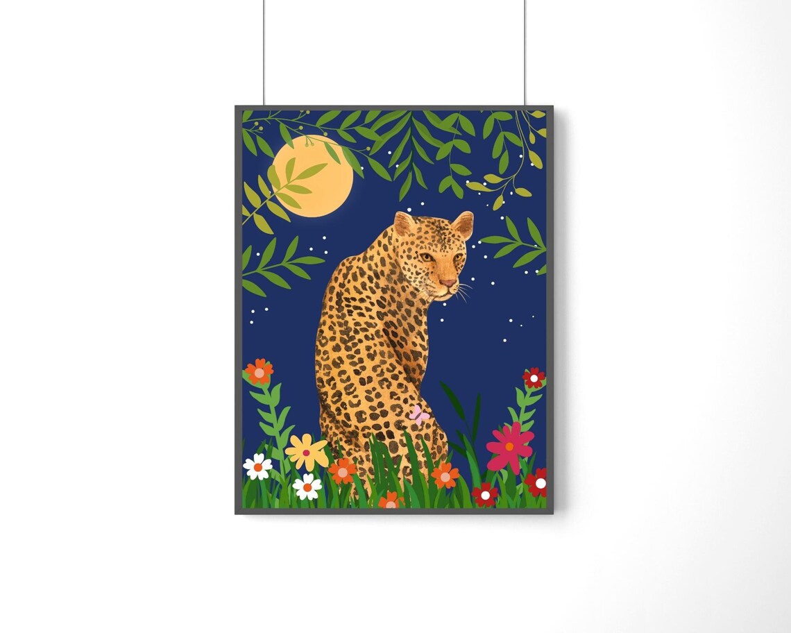 Leopard Wall Art Print, Van Gogh-Inspired Starry Night - Image 3