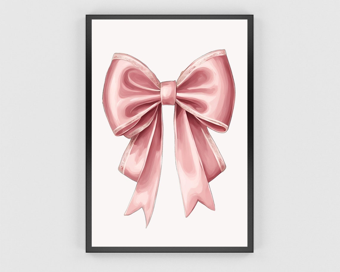 Dusty Pink Satin Bow Minimal Elegant Chic Single Wall Poster - Image 3