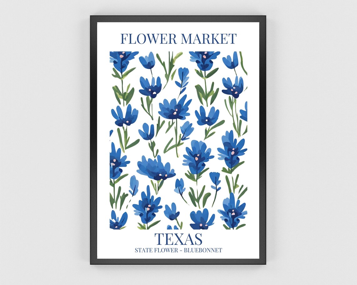 Texas Bluebonnet Flower Market Art Print - Image 3