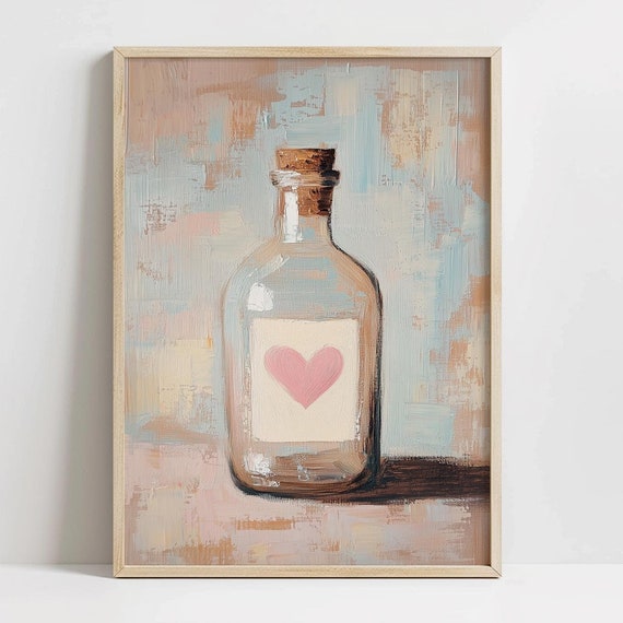 Cute Valentine Love Potion Bottle Print Nursery Art Pink Heart Decor Girly Pink Art Romantic Prints Whimsical Valentines Day