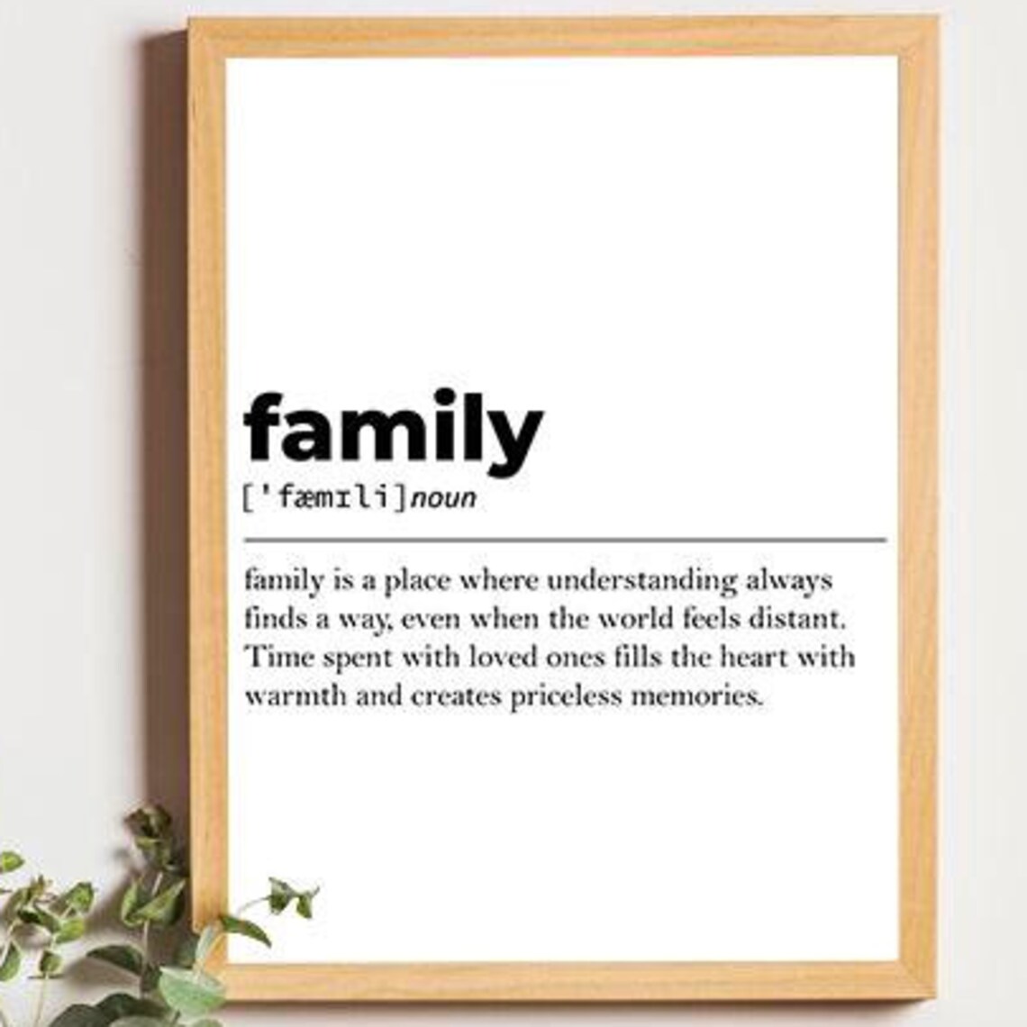 Family Dictionary Definition Poster Heartwarming Gift for Home Decor