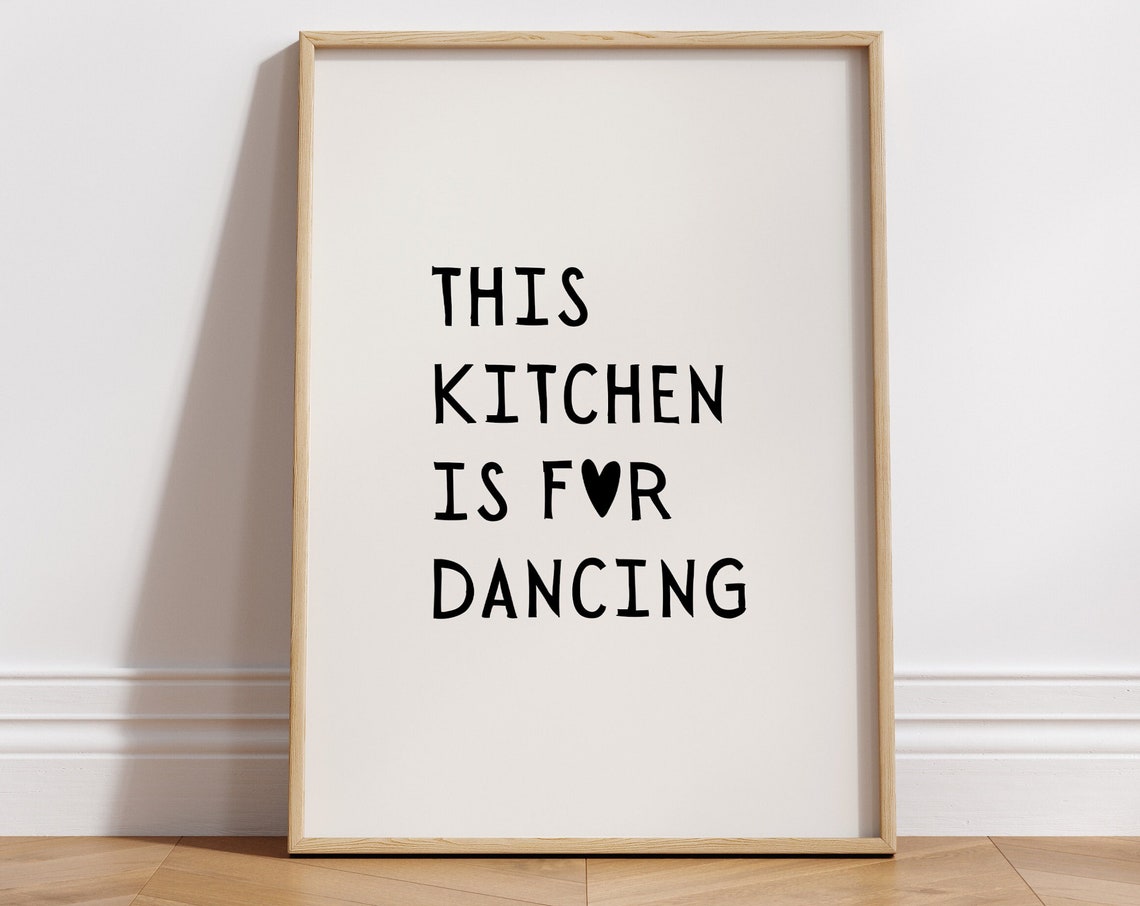 This Kitchen Is For Dancing Black Typography Minimalist Poster - Image 5