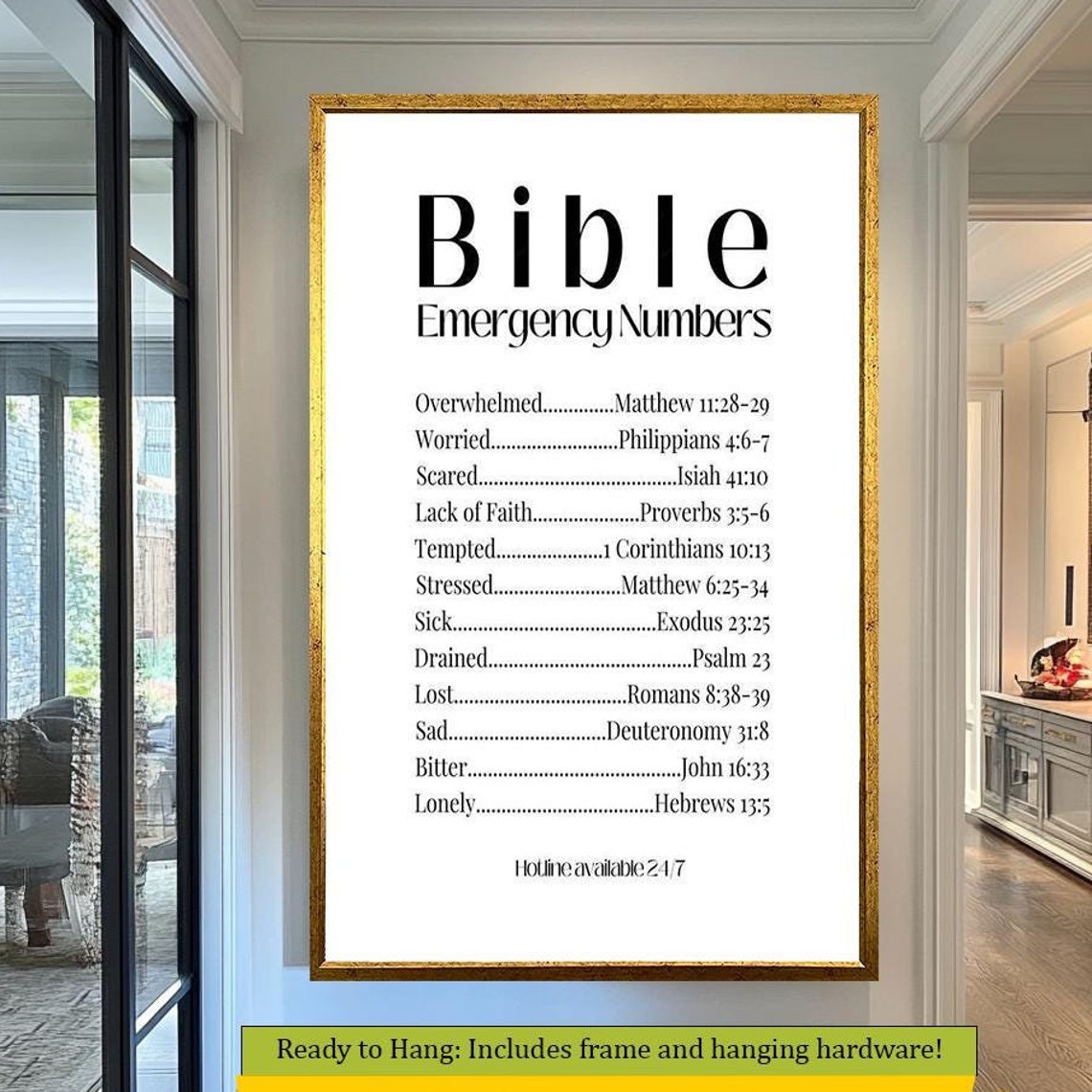 Inspirational Bible Emergency Numbers Wall Art For Christian Home Dcor Scripture Based Encouragement Wall