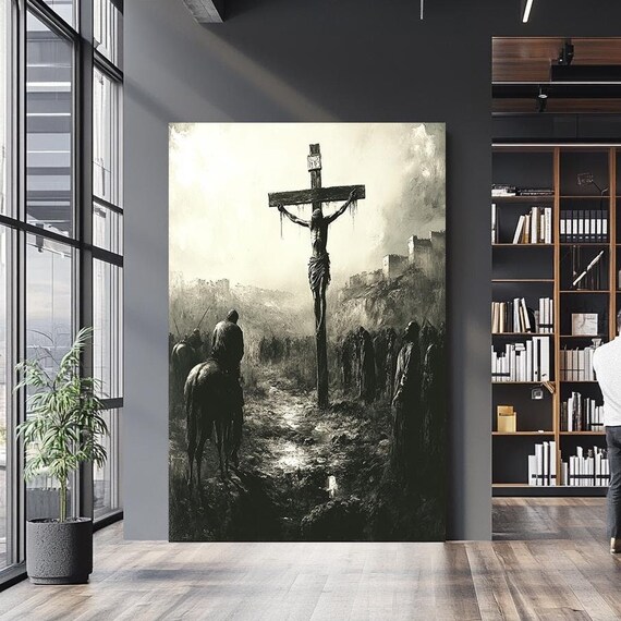 Jesus Crucifixion On Cross Sepia Tone Somber Good Friday Scene Poster