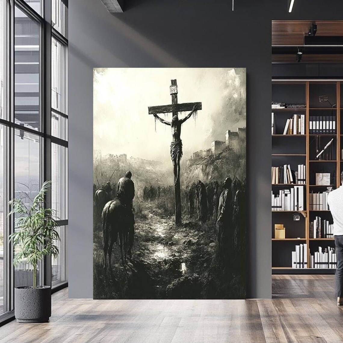 Jesus Crucifixion On Cross Sepia Tone Somber Good Friday Scene Poster