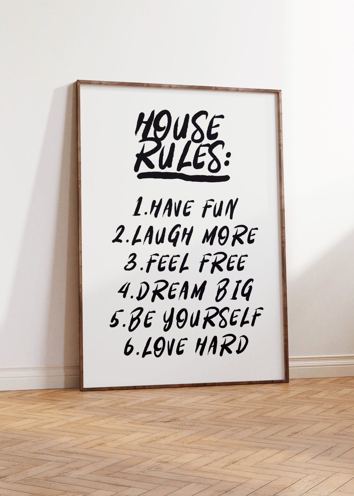 House Rules Poster Have Fun Laugh More Love Hard Hand Lettering - Image 2